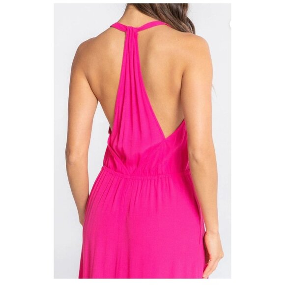 Lovestitch Womens Halter Maxi Dress With Tie Waist & Pockets Teal Large - Picture 4 of 14